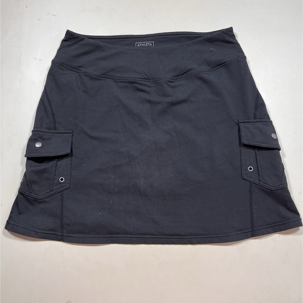 Athleta Womens Black Cargo Skort Activewear Skirt Pockets Size M 903951